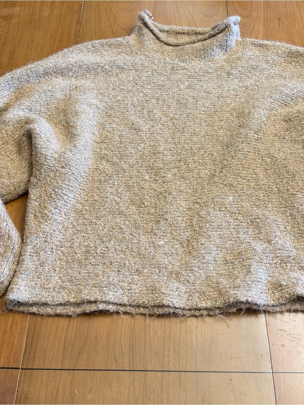 William Rast Light Taupe Mock Neck Wool Blend Sweater | Quiet Luxury | M - Picture 2 of 7